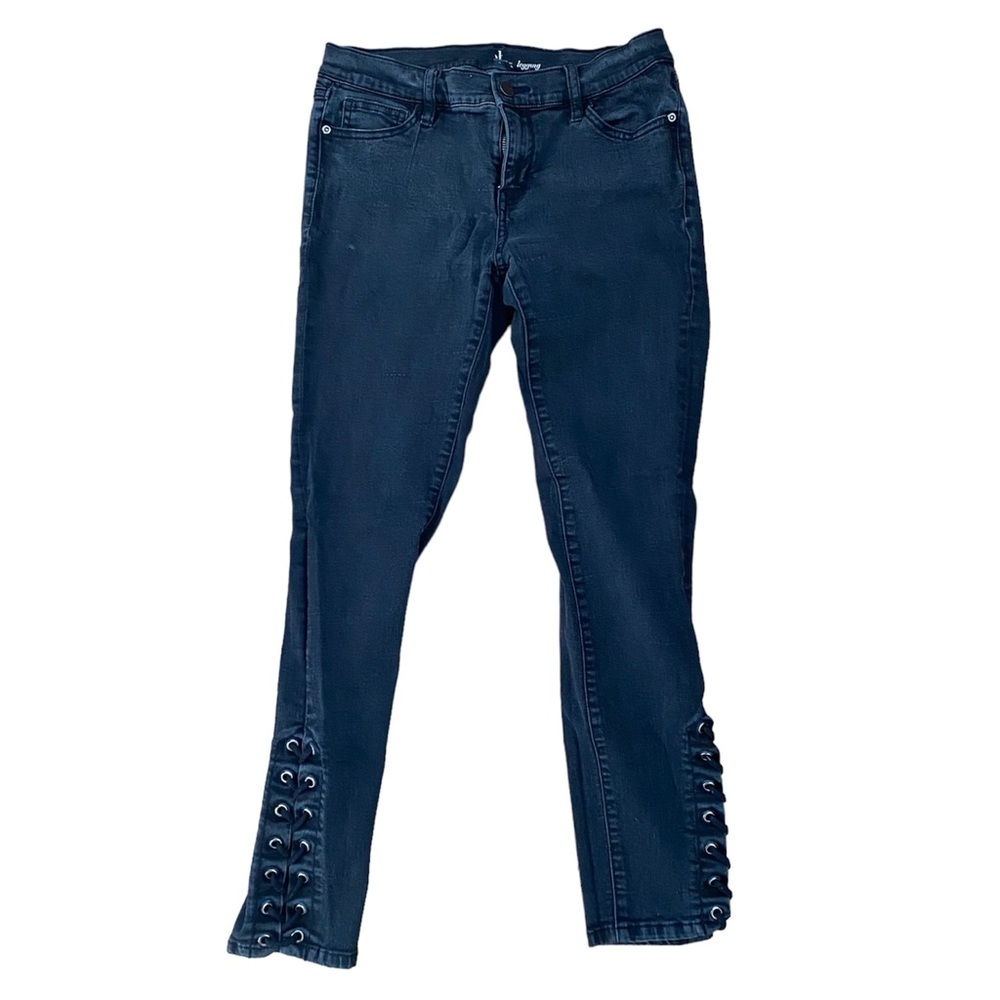 NY&C Black Laced Up Hem Jeggings